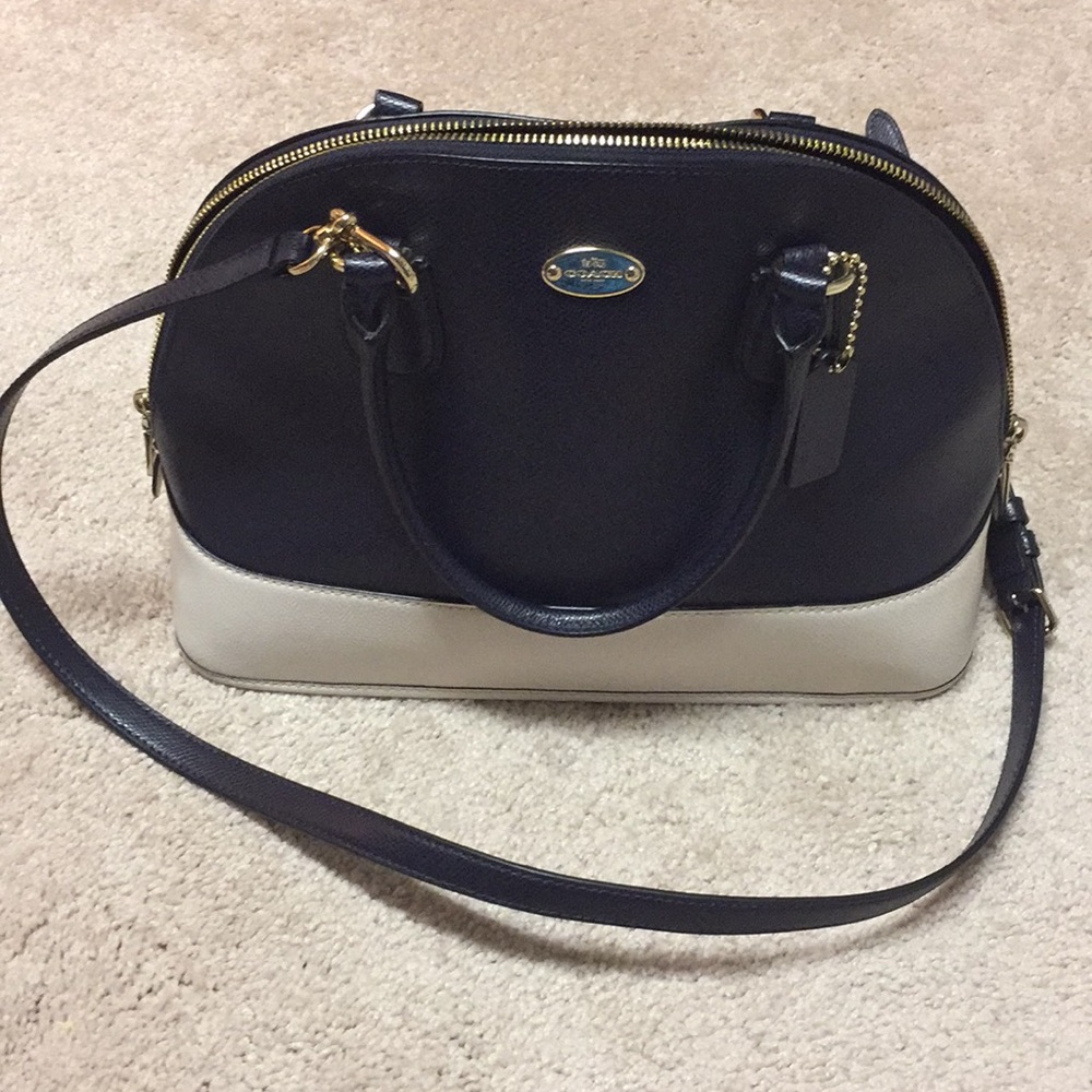 Coach Cora F34491 Domed Satchel Midnight/Chalk